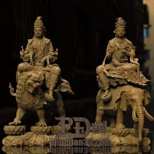 Văn Thù - Phổ Hiền Bồ Tát mẫu 3d